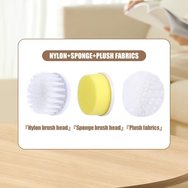 5-in-1 Electric Spin Scrubber – Powerful Cleaning Brush with 5 Replaceable Heads & USB Charging