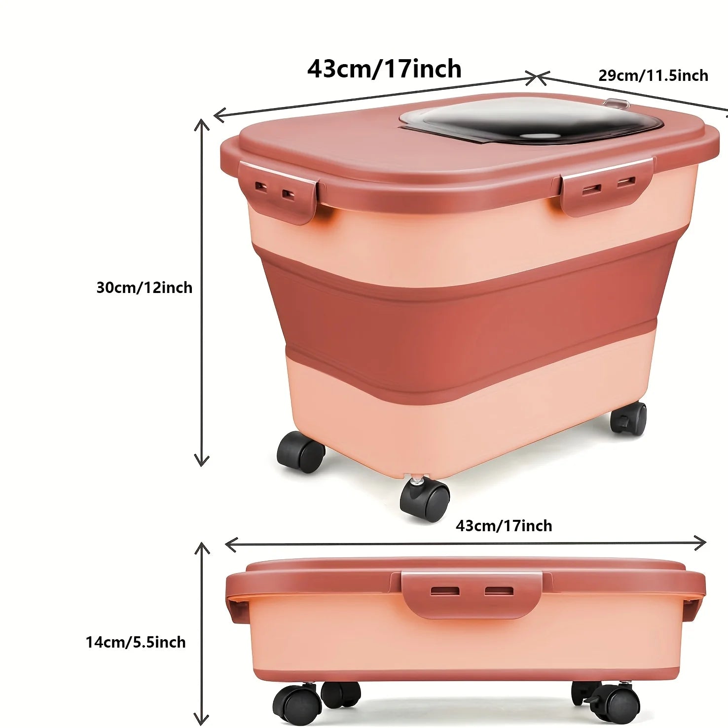 Collapsible with Wheels Cat Dog Food Storage