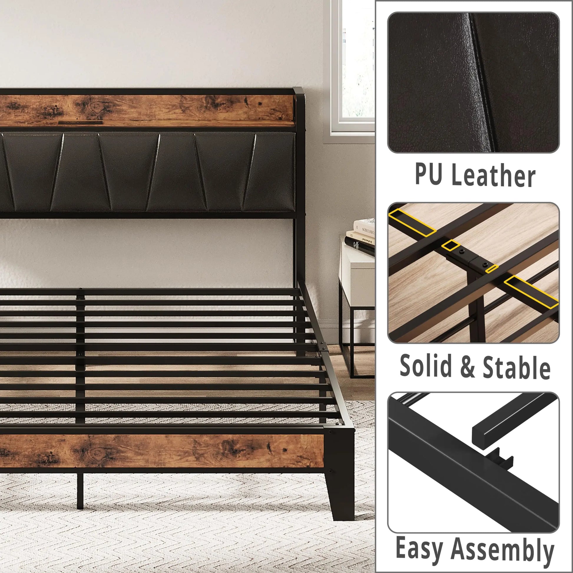 LIKIMIO Bed Queen Bed Frame, Full Size Bed Frame