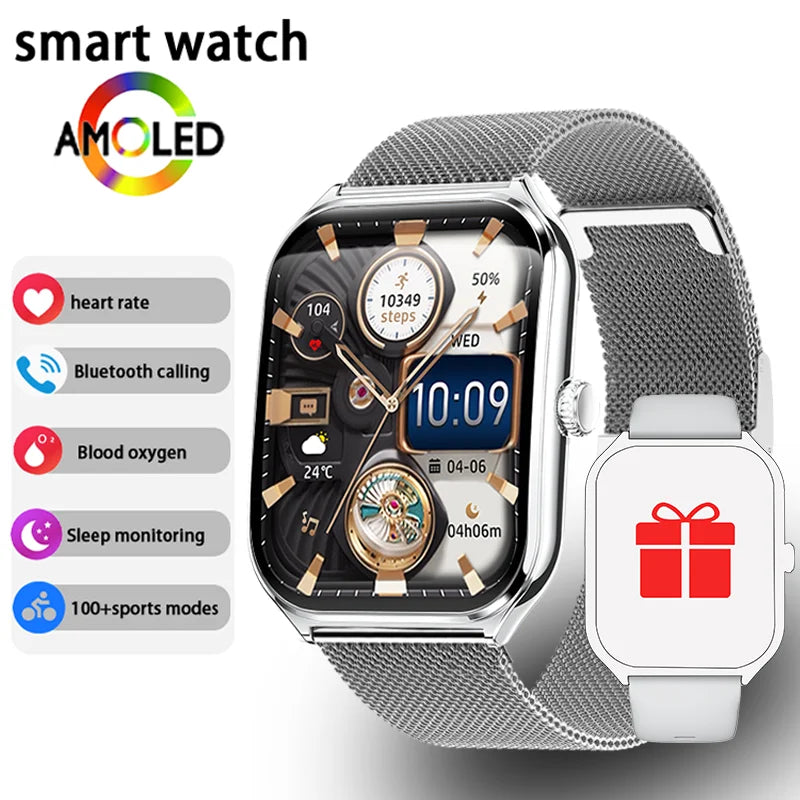 New Ultra Thin waterproof Smart Watch men 1.96" AMOLED 360*360 HD Pixel Display