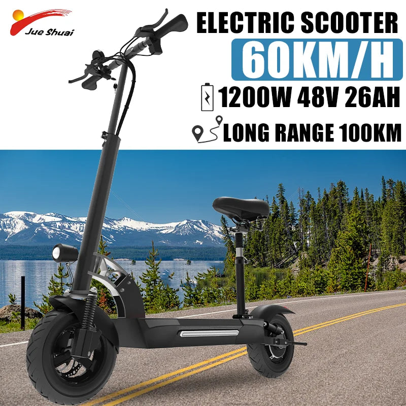 48V 26AH Lithium Battery Electric Scooter with Seat Max Speed 65KM/H E Scooter
