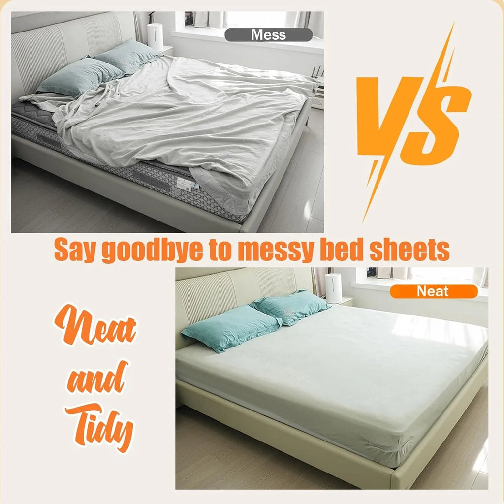 Lock Sheet Holders - 4 Pack Bed Sheet Holder Corner Fitted Sheet Straps Fit All Mattress Size