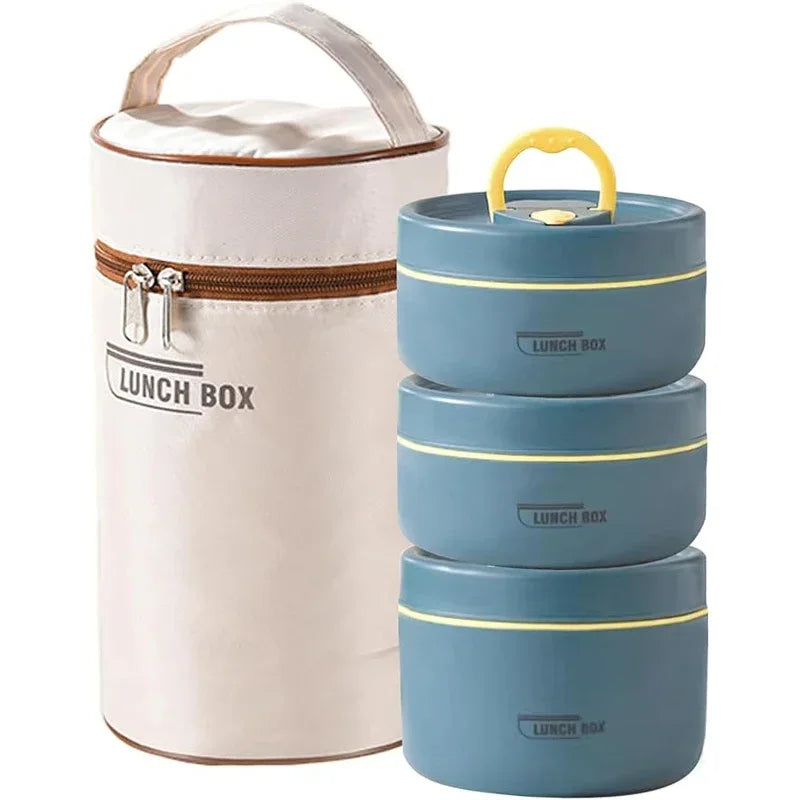 Portable Thermal Lunch Box Set – 3 Stackable Containers + Insulated Bag!