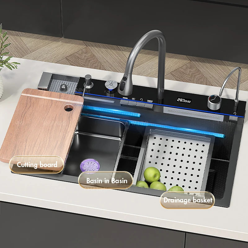 MYQualife Digital Waterfall Kitchen Sink