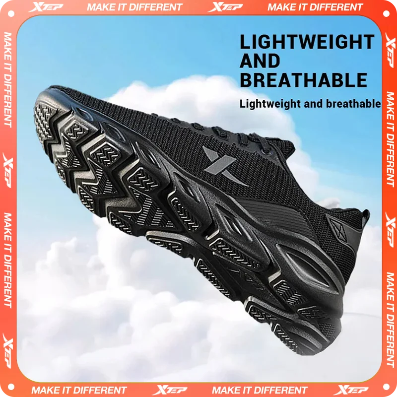 Xtep Running Shoes Men Breathable Mesh Shock Absorption Sports Shoes