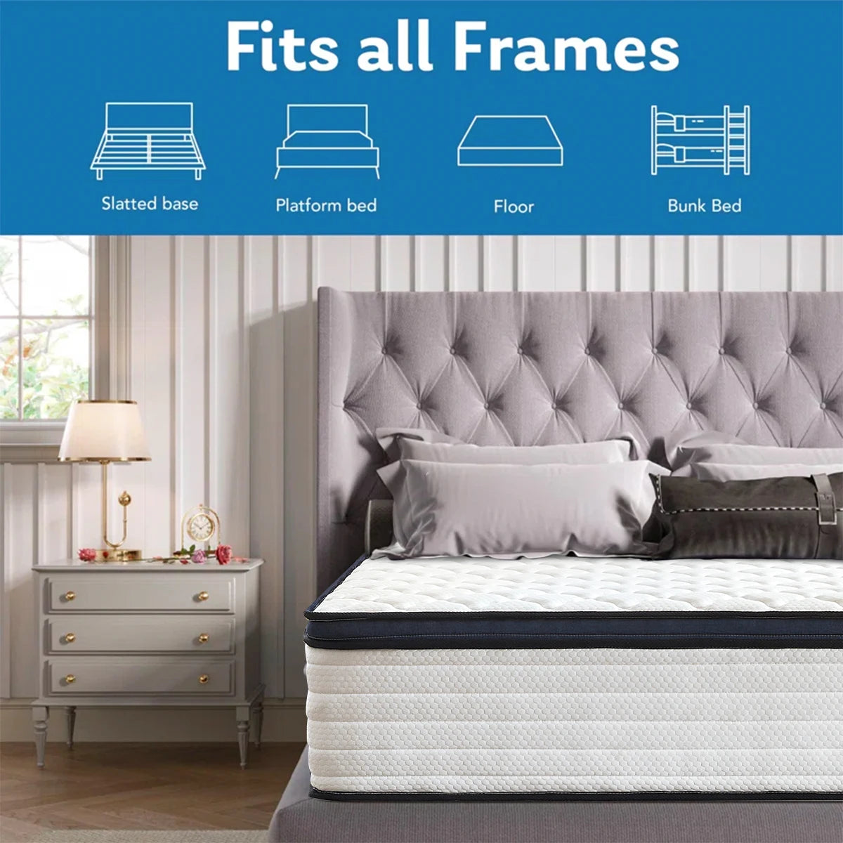 Queen Size Mattress Gel Memory Foam Hybrid Mattress