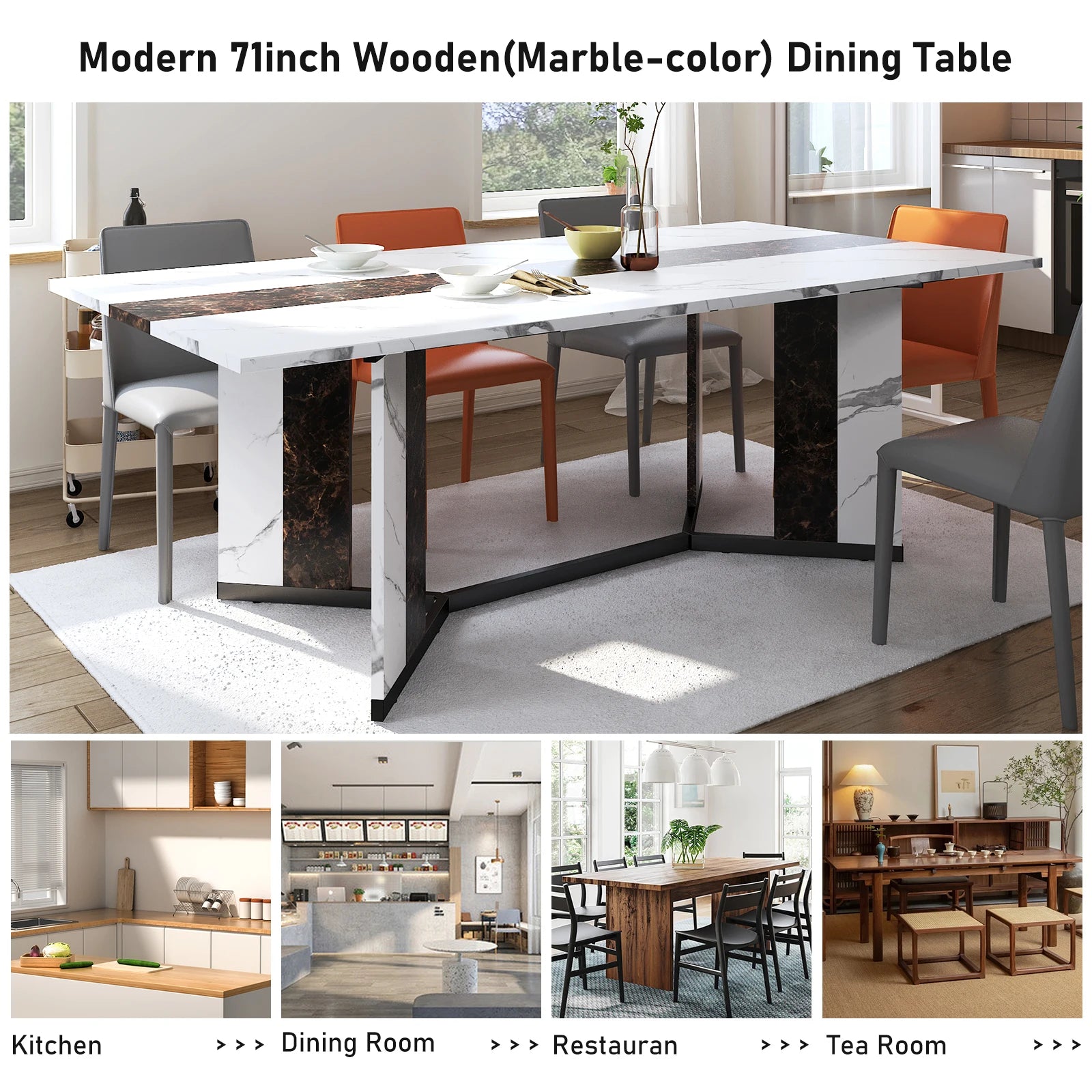 71" Large Luxurious Rectangular Dining Table