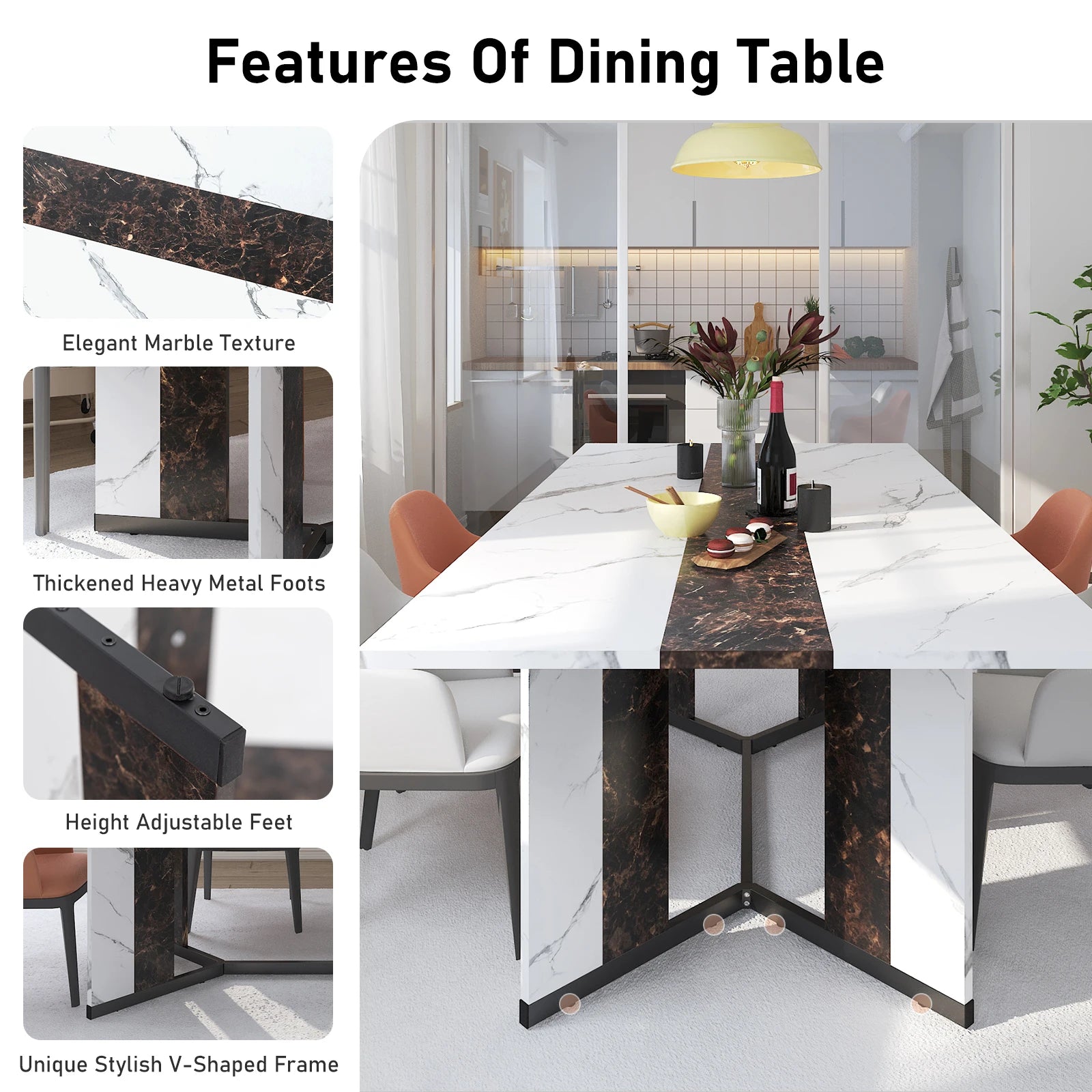 71" Large Luxurious Rectangular Dining Table