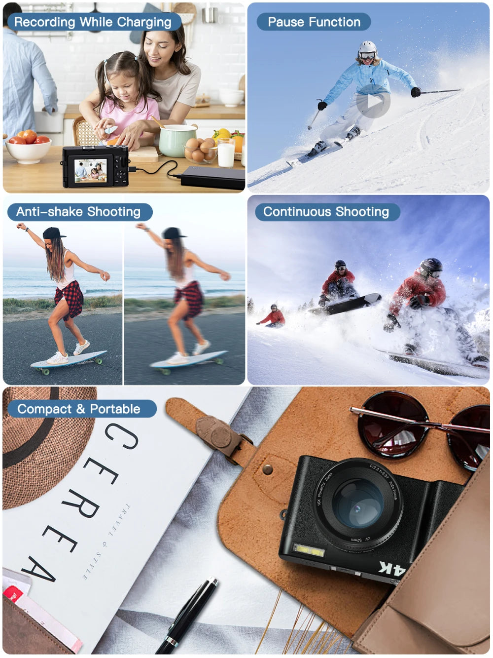 4K Digital Camera for Photography and Video Autofocus Anti-Shake 48MP