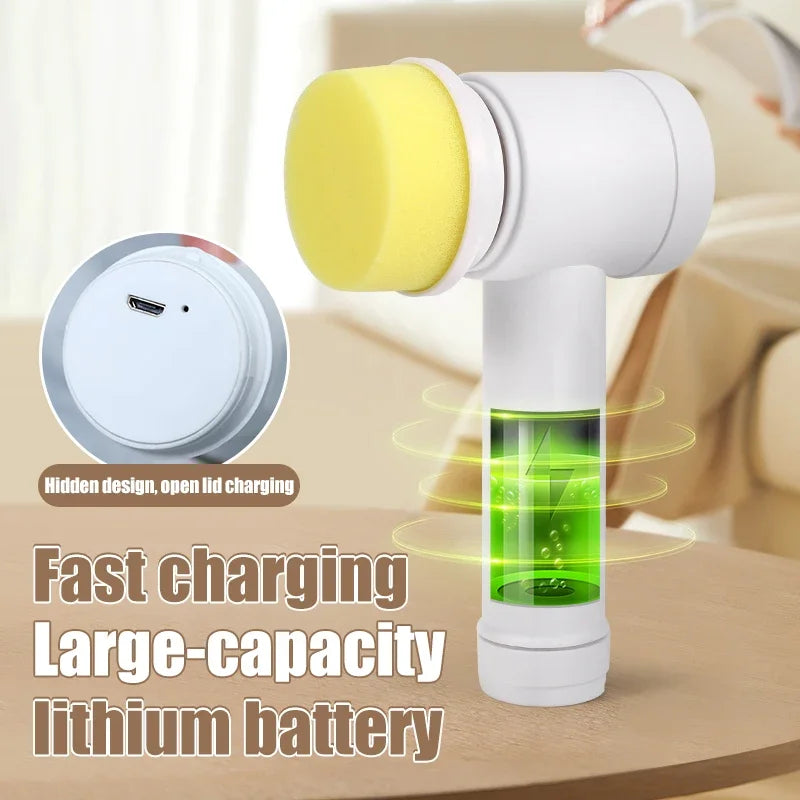5-in-1 Electric Spin Scrubber – Powerful Cleaning Brush with 5 Replaceable Heads & USB Charging