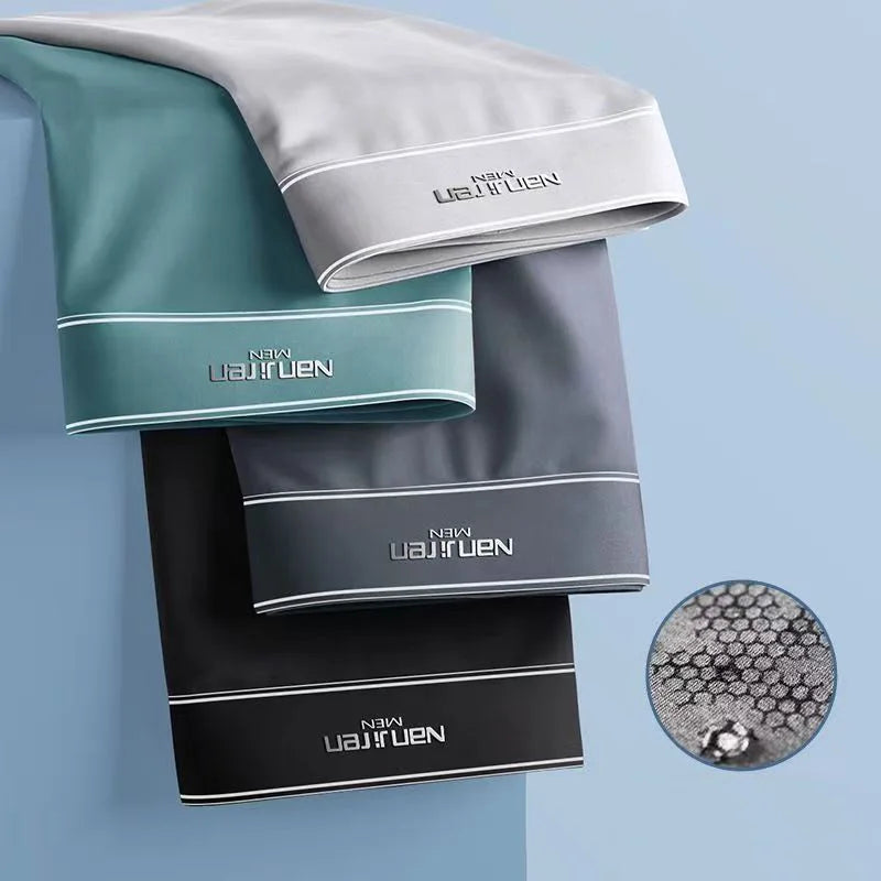 4pcs Boxer Shorts Men's Ice Silk breathable Underwear