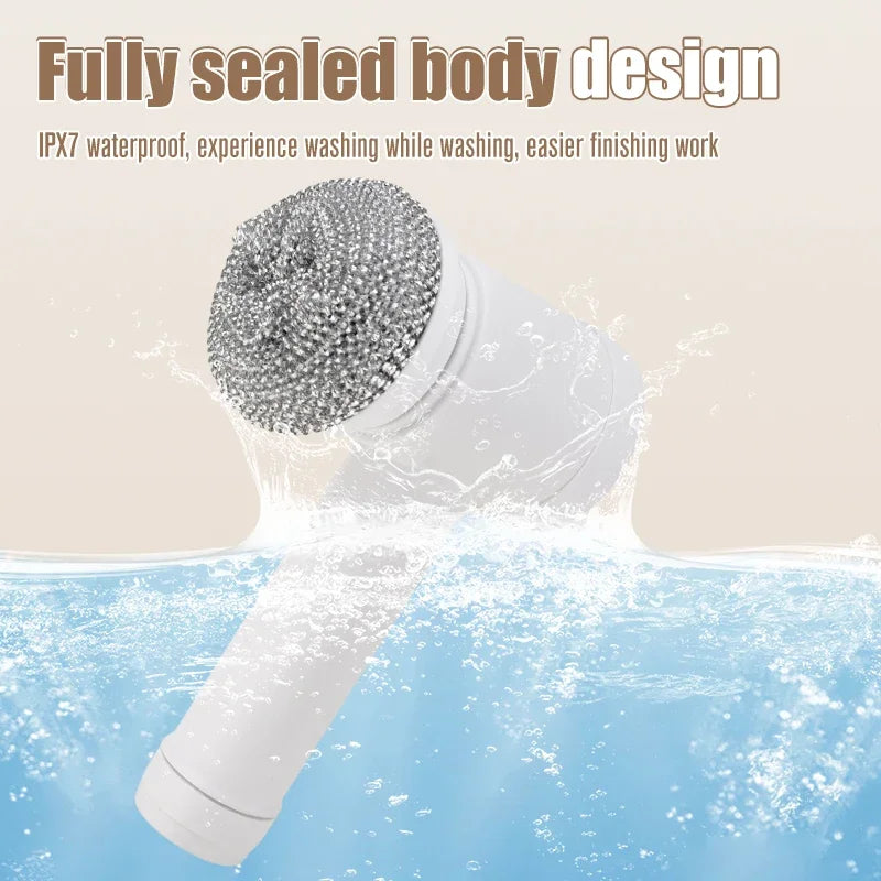 5-in-1 Electric Spin Scrubber – Powerful Cleaning Brush with 5 Replaceable Heads & USB Charging