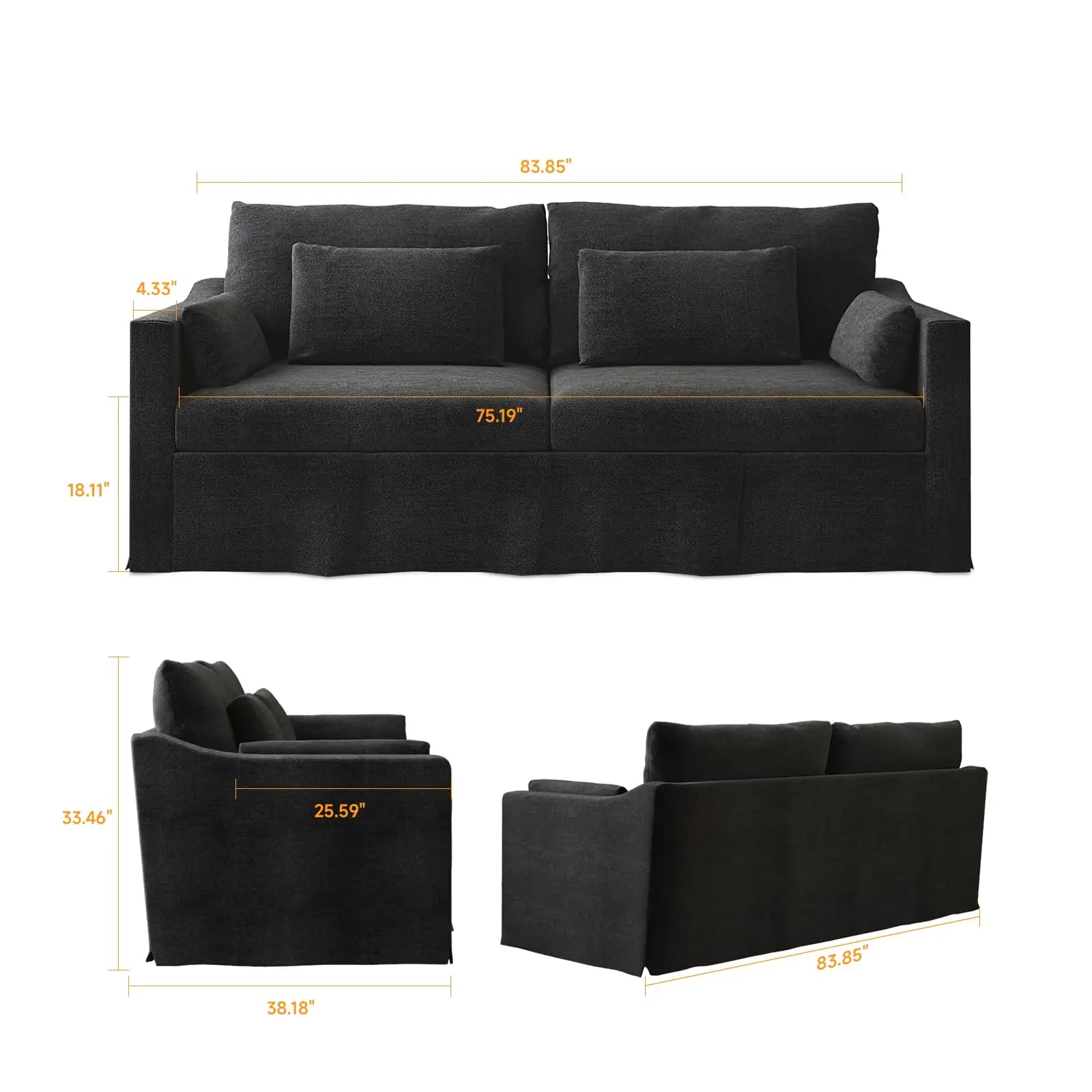Living Room Sofa Furniture Luxury Couch with Cushions Washable Linen Cover