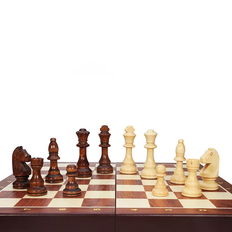 High-grade Set Of Solid Wood Chess Pieces Wooden Folding Board