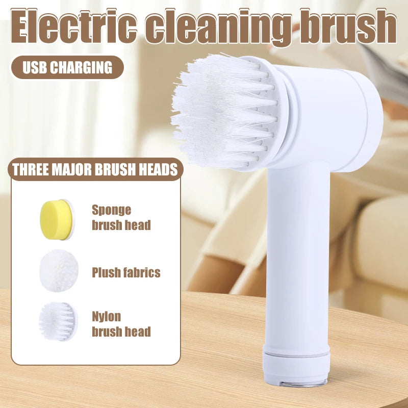 5-in-1 Electric Spin Scrubber – Powerful Cleaning Brush with 5 Replaceable Heads & USB Charging
