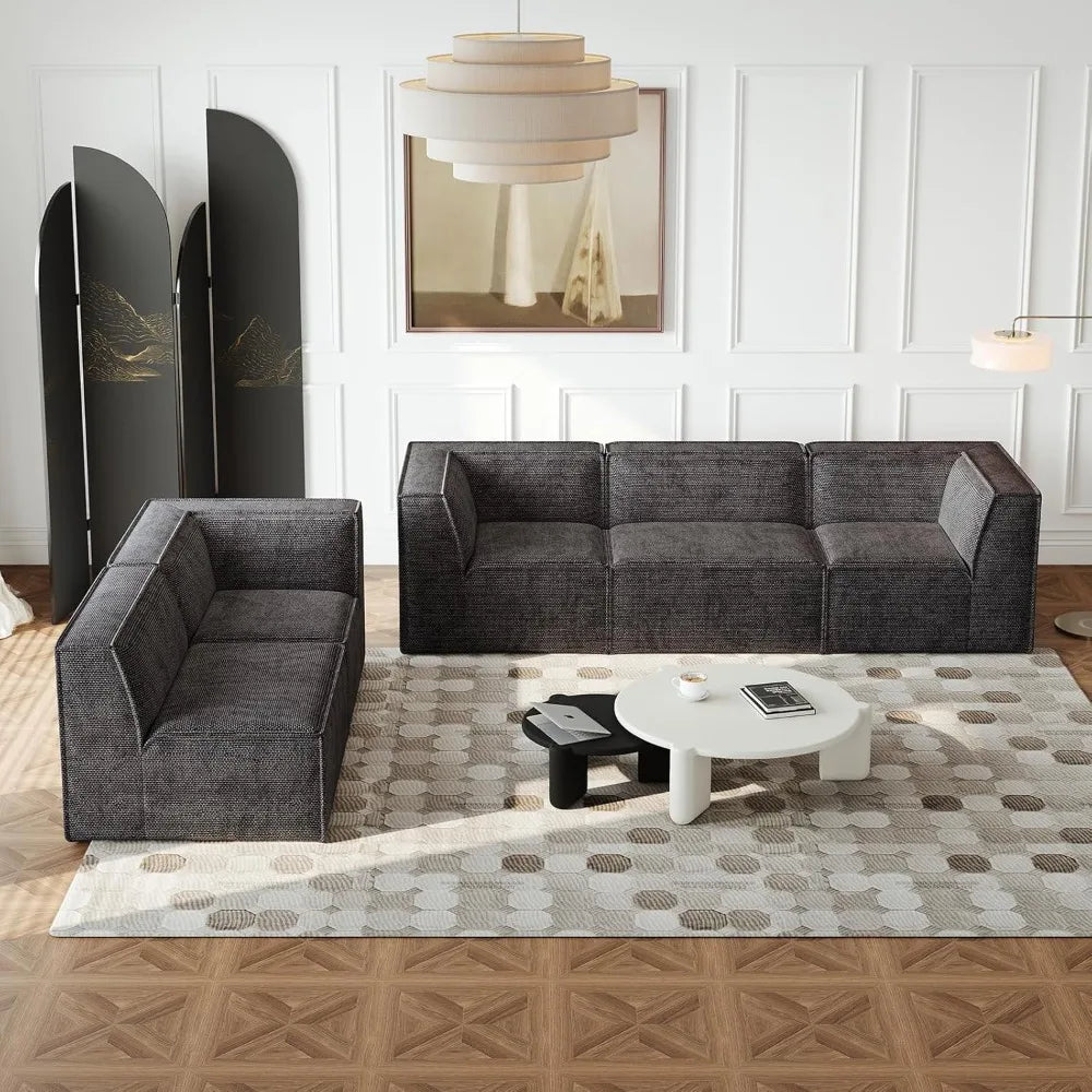 Oversized Sectional Couch, L-Shaped Modern Comfy Chenille Fabric Floor Foam Compression Modular Sectional Sofa