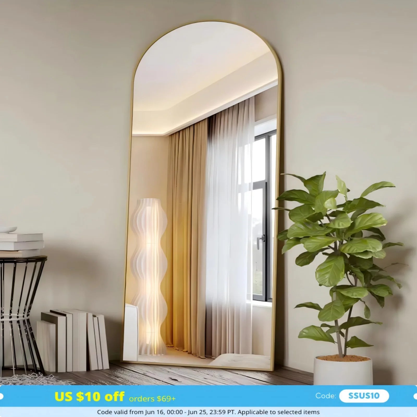 BEAUTYPEAK Arched Full Length Mirror 71"x26"