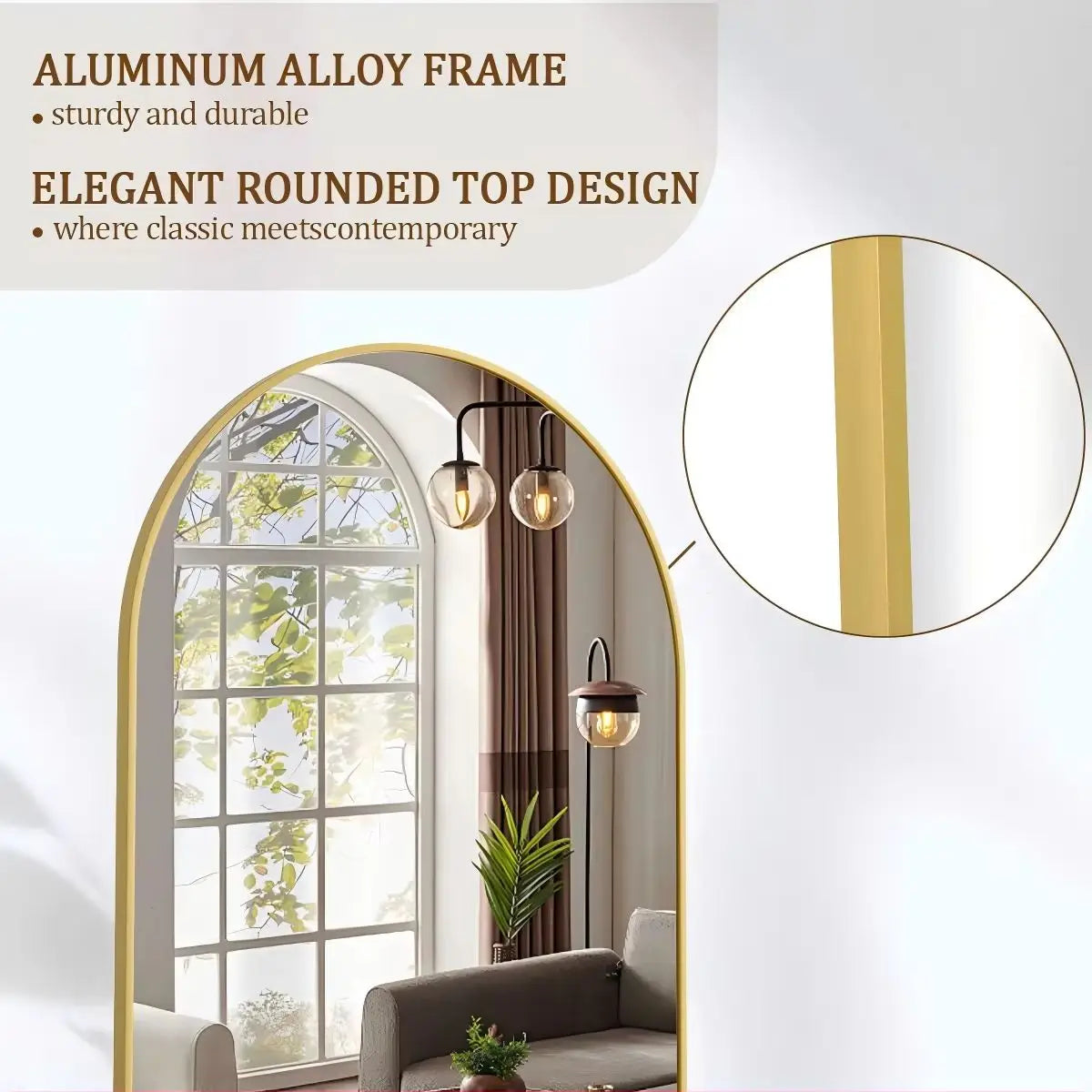 BEAUTYPEAK Arched Full Length Mirror 71"x26"
