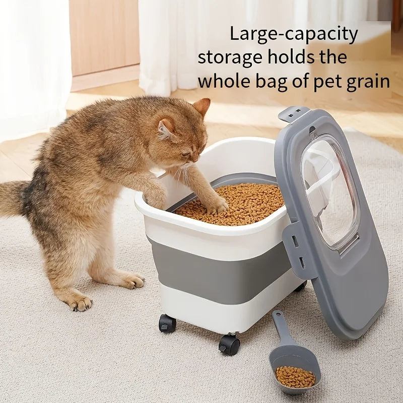 Collapsible with Wheels Cat Dog Food Storage