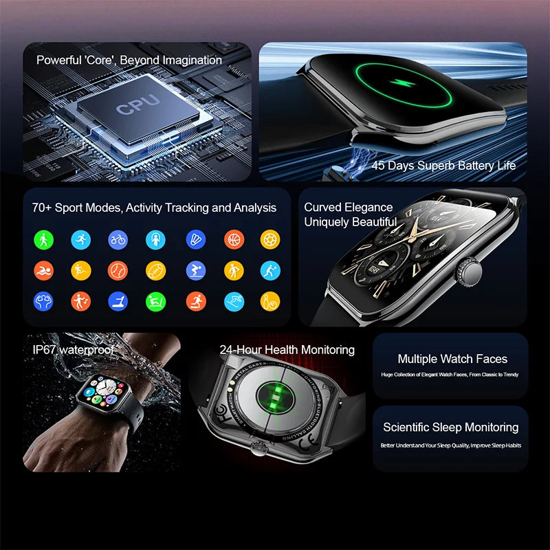 New Ultra Thin waterproof Smart Watch men 1.96" AMOLED 360*360 HD Pixel Display
