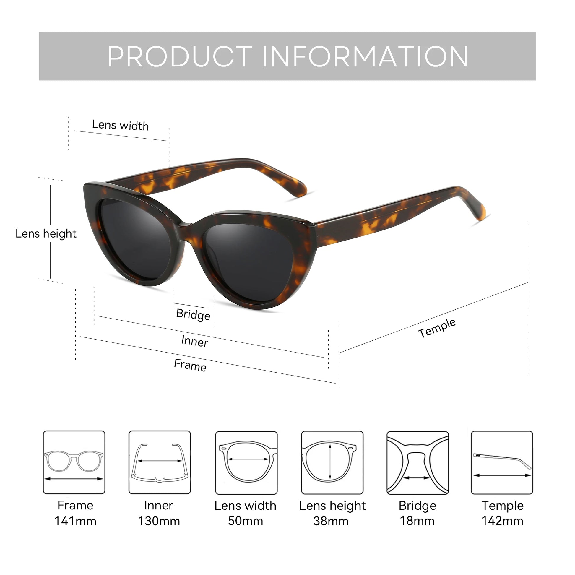 ZENOTTIC Fashion Cat Eye Polarized Sunglasses