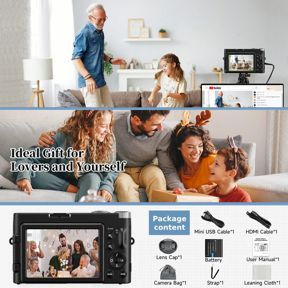 4K Digital Camera for Photography and Video Autofocus Anti-Shake 48MP