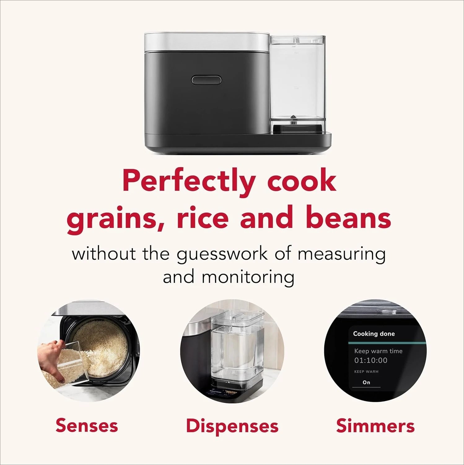 8-Cup Smart Rice & Grain Cooker with Integrated Scale, Auto Water Tank & 21 Presets –