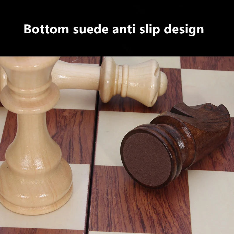 High-grade Set Of Solid Wood Chess Pieces Wooden Folding Board