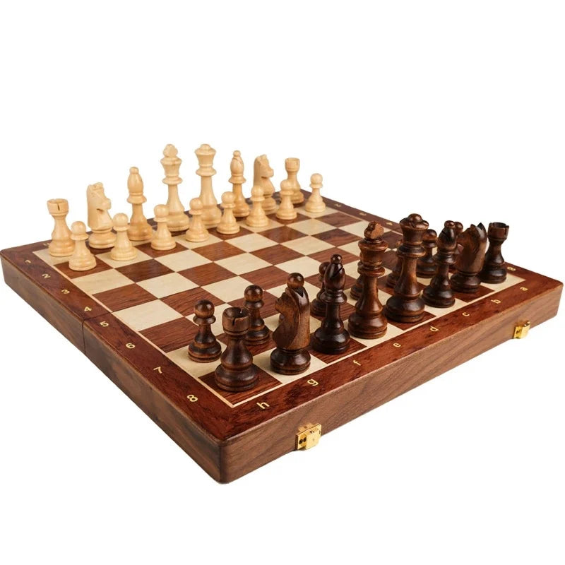 High-grade Set Of Solid Wood Chess Pieces Wooden Folding Board