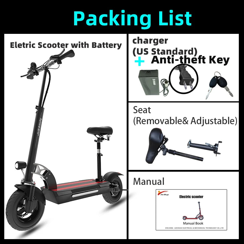 48V 26AH Lithium Battery Electric Scooter with Seat Max Speed 65KM/H E Scooter