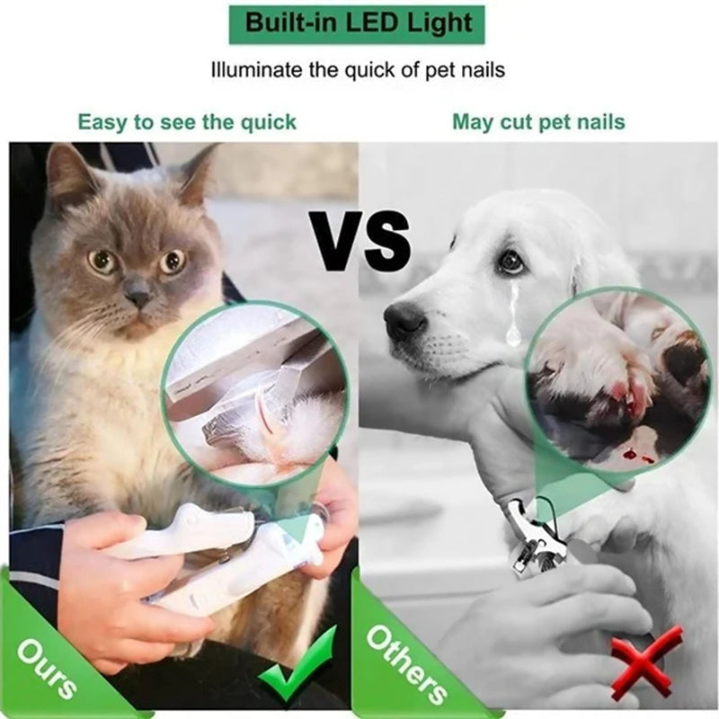 Pet Nail Clippers With LED Light Dogs Cat Nail Scissors