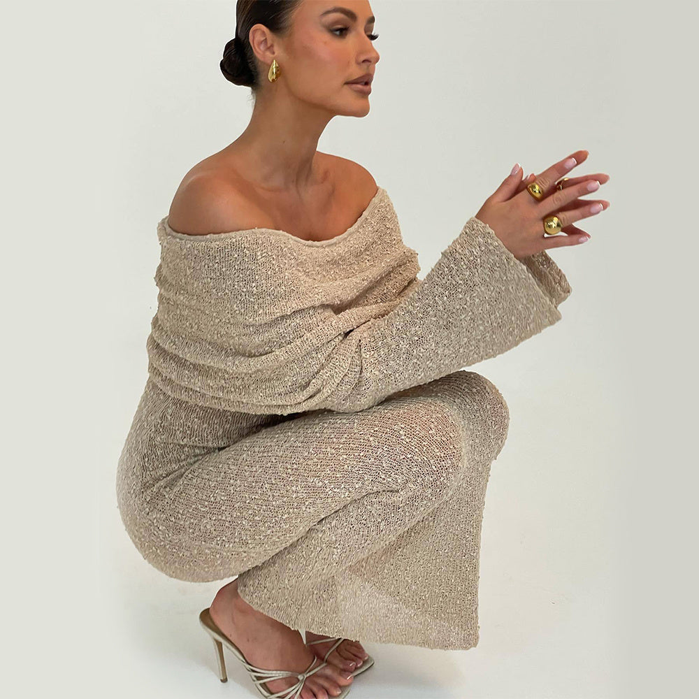 Sunset Siren One-Shoulder Knit Maxi Dress – Effortless Glam for Beach Days & Beyond