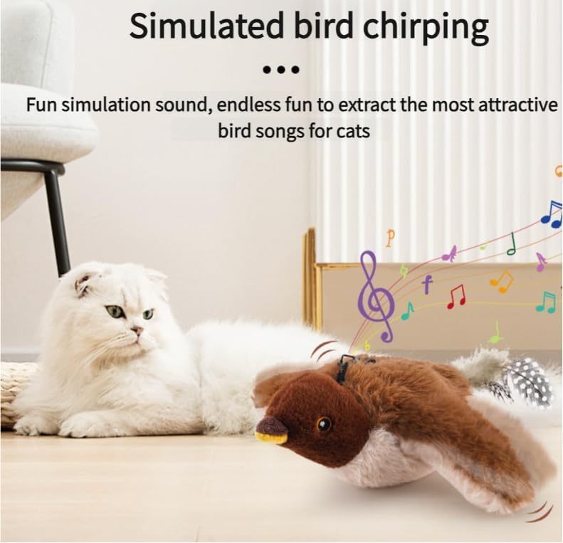 2025 Interactive Flying & Chirping Bird Cat Toy