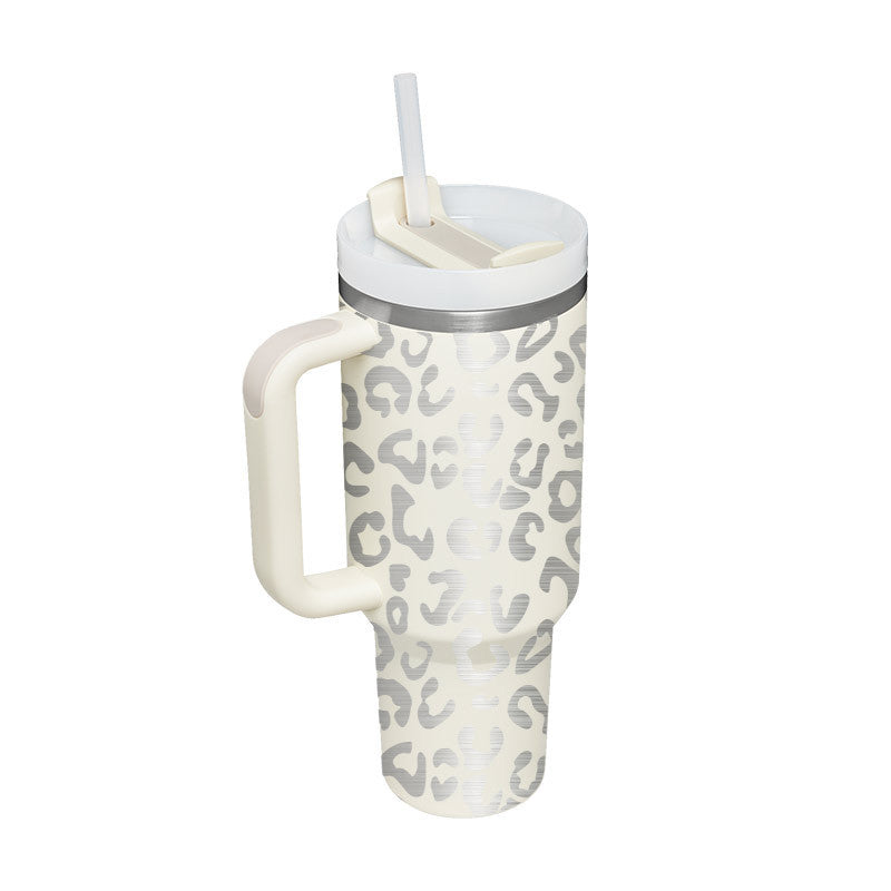 40oz Stainless Steel Tumbler with Handle & Straw