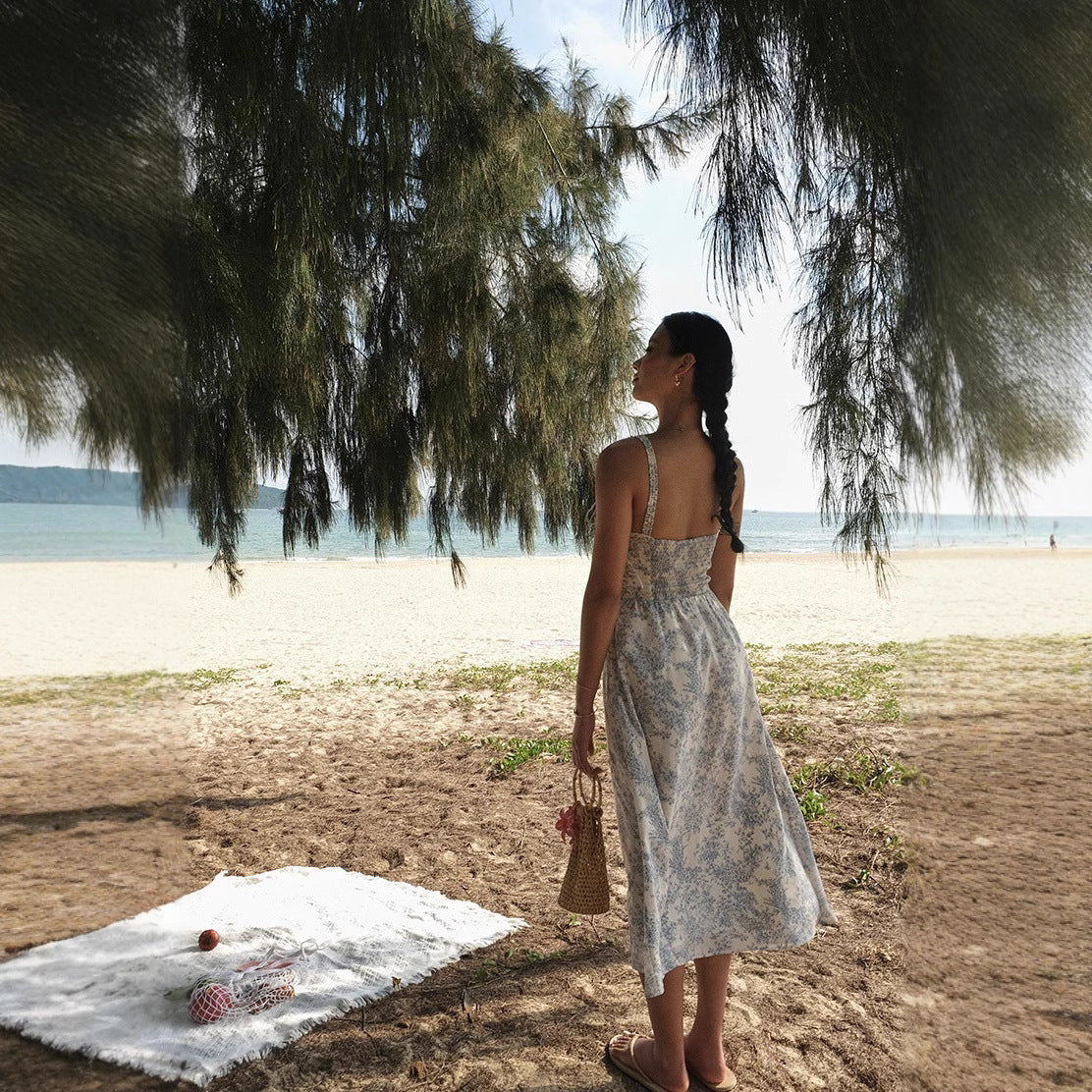 Women's Fashion Bow Seaside Sling Dress