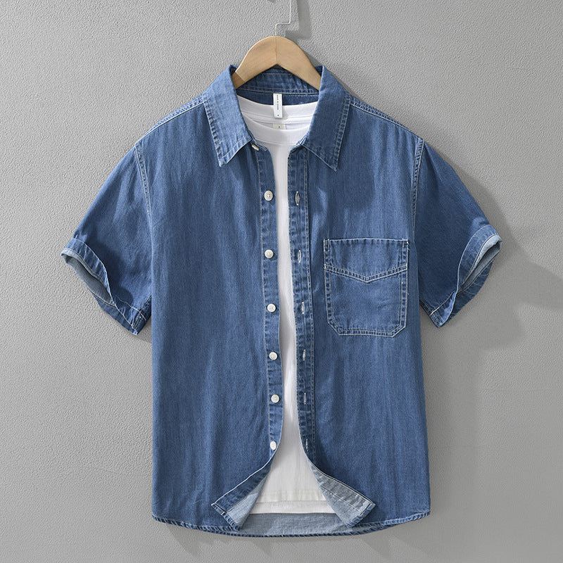 Japanese-style Retro Denim Short Sleeve Shirt
