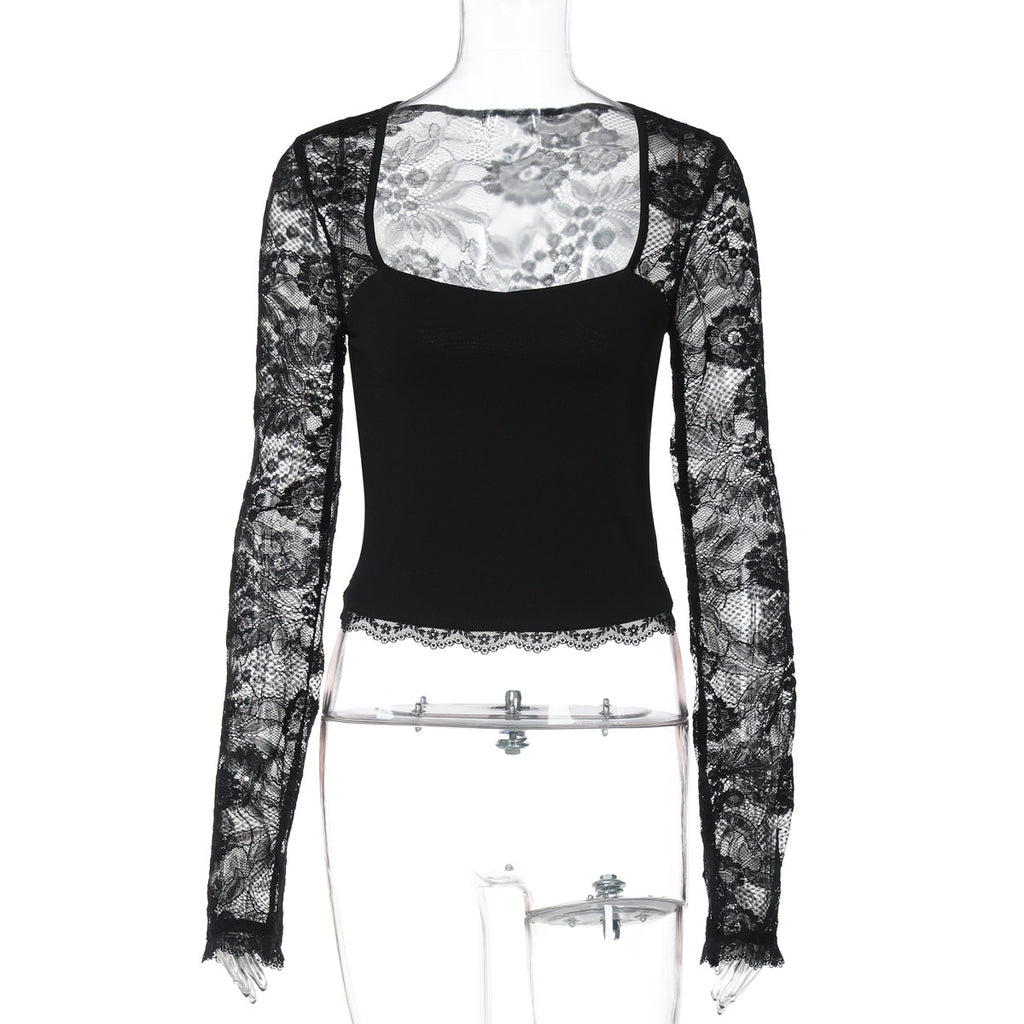 Lace Cutout Stitching Long Sleeve
