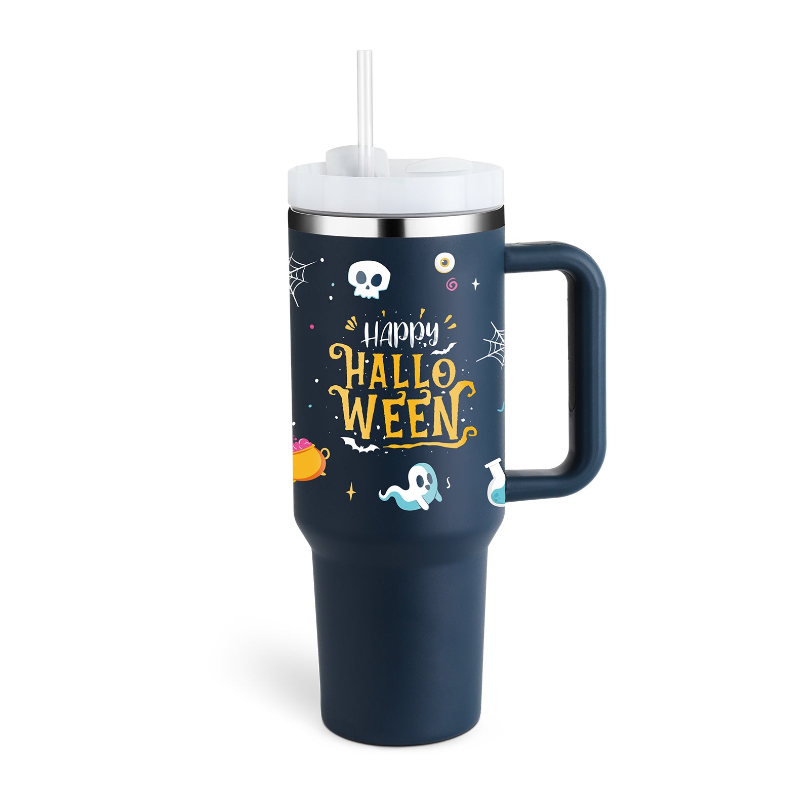 40oz Stainless Steel Tumbler with Handle & Straw