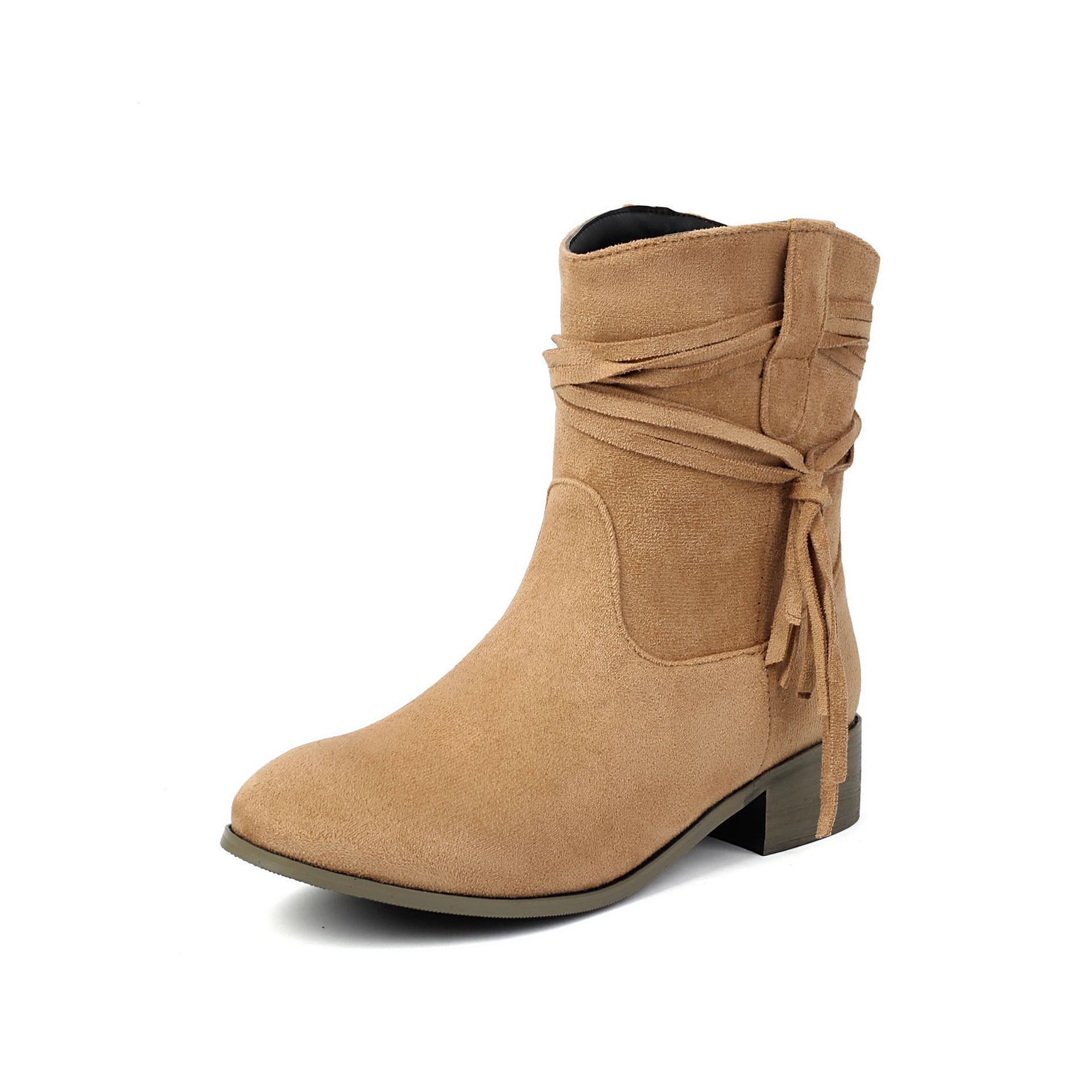 Short Boots Round Toe Foreign Trade Suede Tassel
