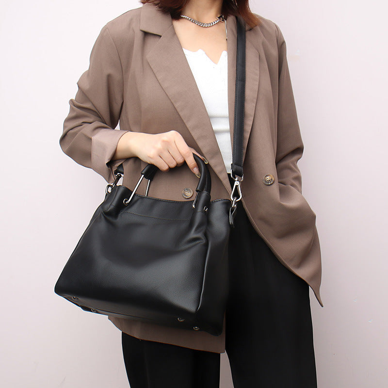 Leisure Soft Leather Bucket Bag