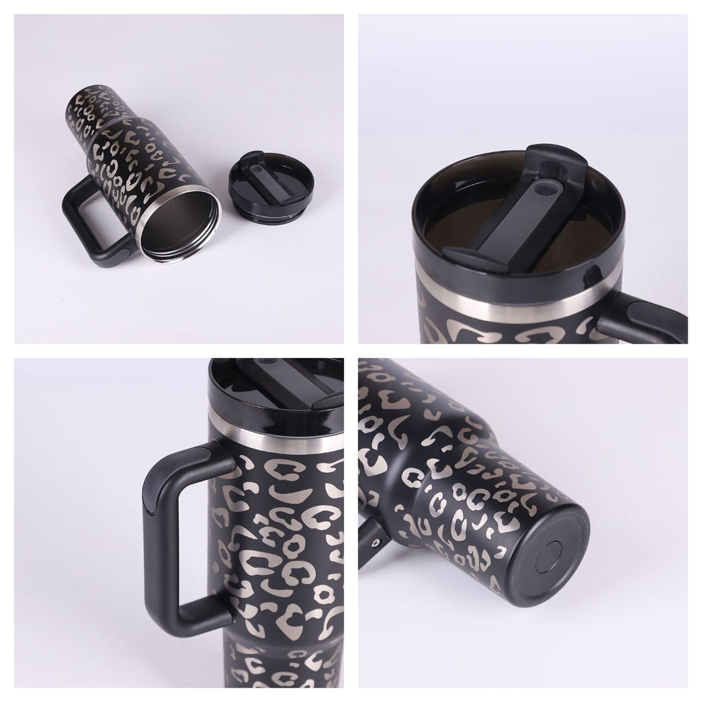 40oz Stainless Steel Tumbler with Handle & Straw