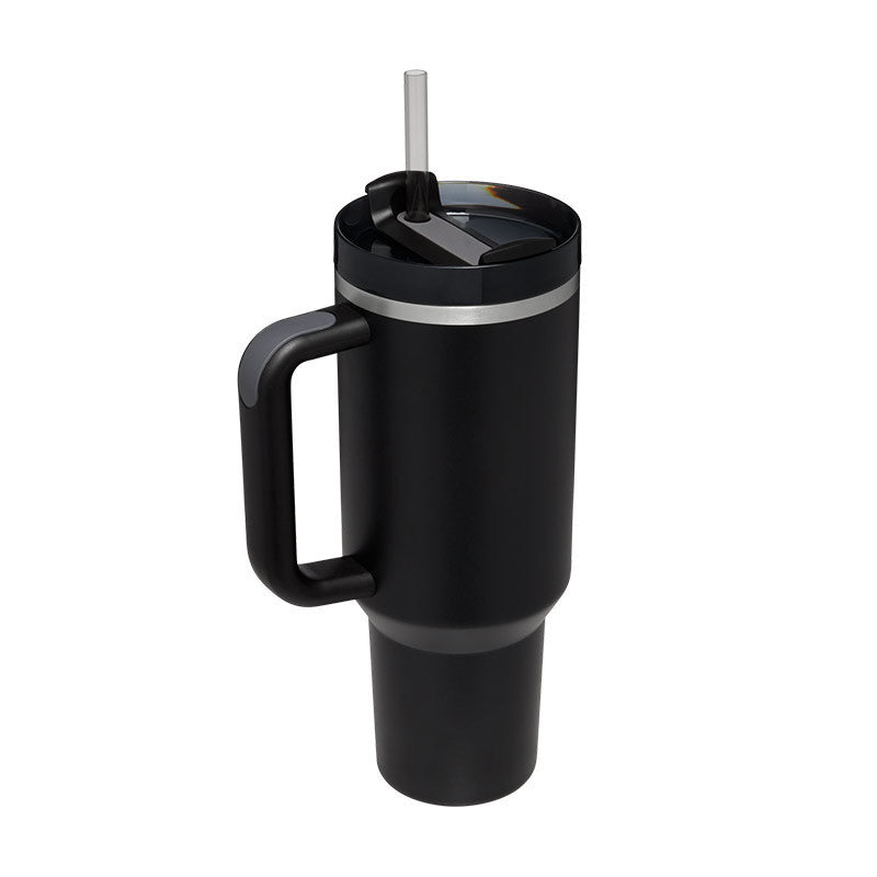 40oz Stainless Steel Tumbler with Handle & Straw
