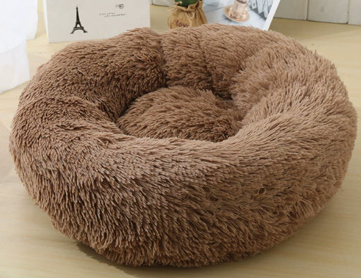 Round Plush Pet Bed for Small Dogs & Cats