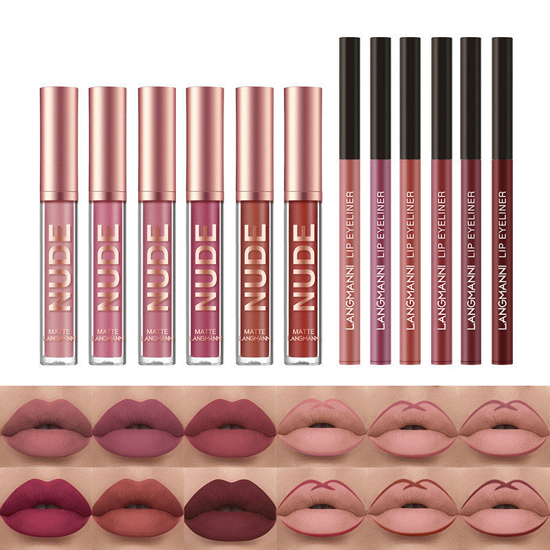 Ultimate Matte Lip Kit – 12-Piece Long-Lasting Lipstick & Liner Set