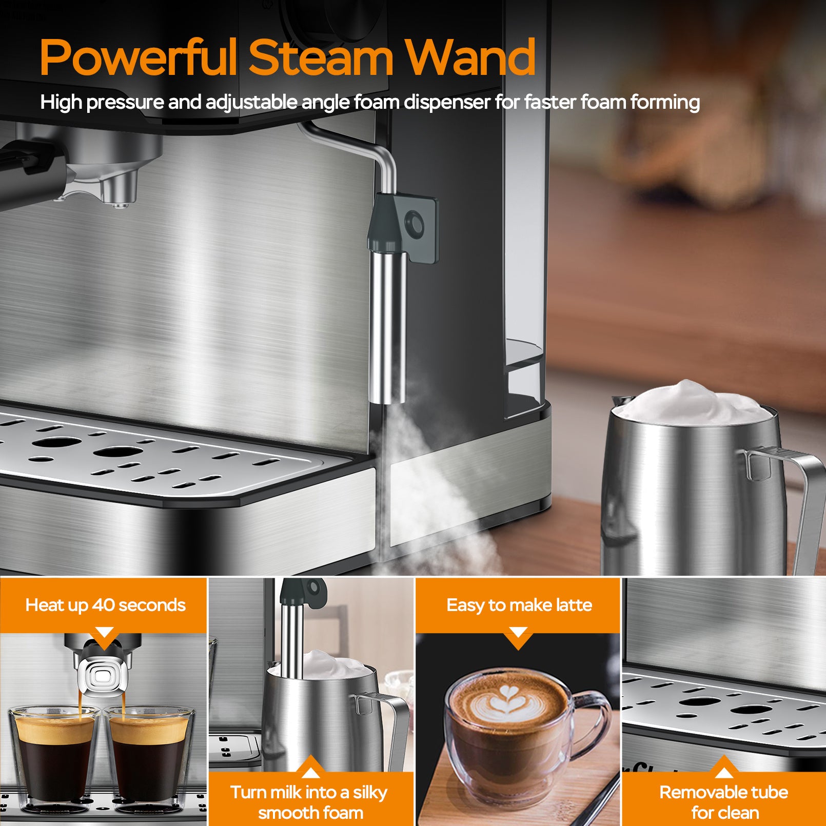 20 Bar Professional Espresso Machine With Milk Frothier