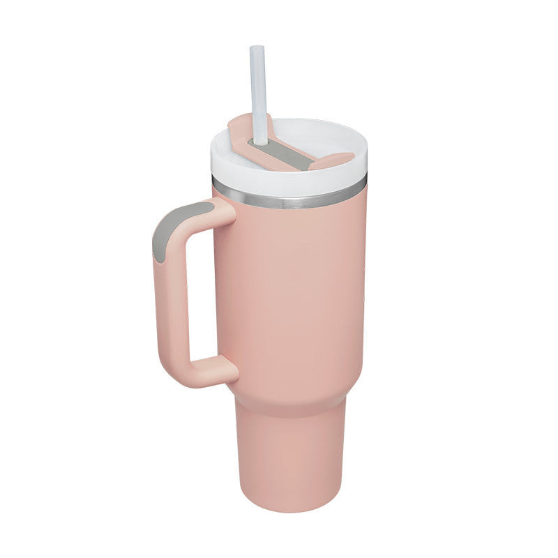 40oz Stainless Steel Tumbler with Handle & Straw